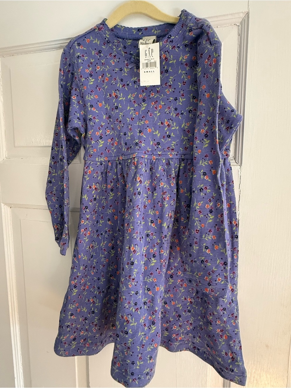 GAP Girls' Waffle Knit Lavender Floral Long-Sleeve Dress